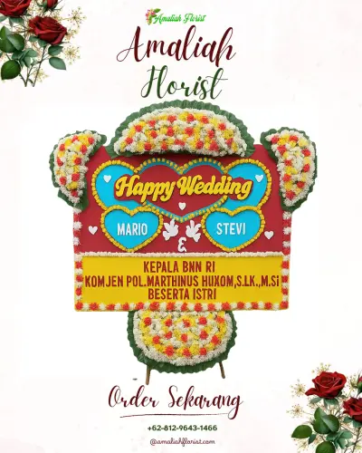 Karangan Papan Bunga Pernikahan di Pete